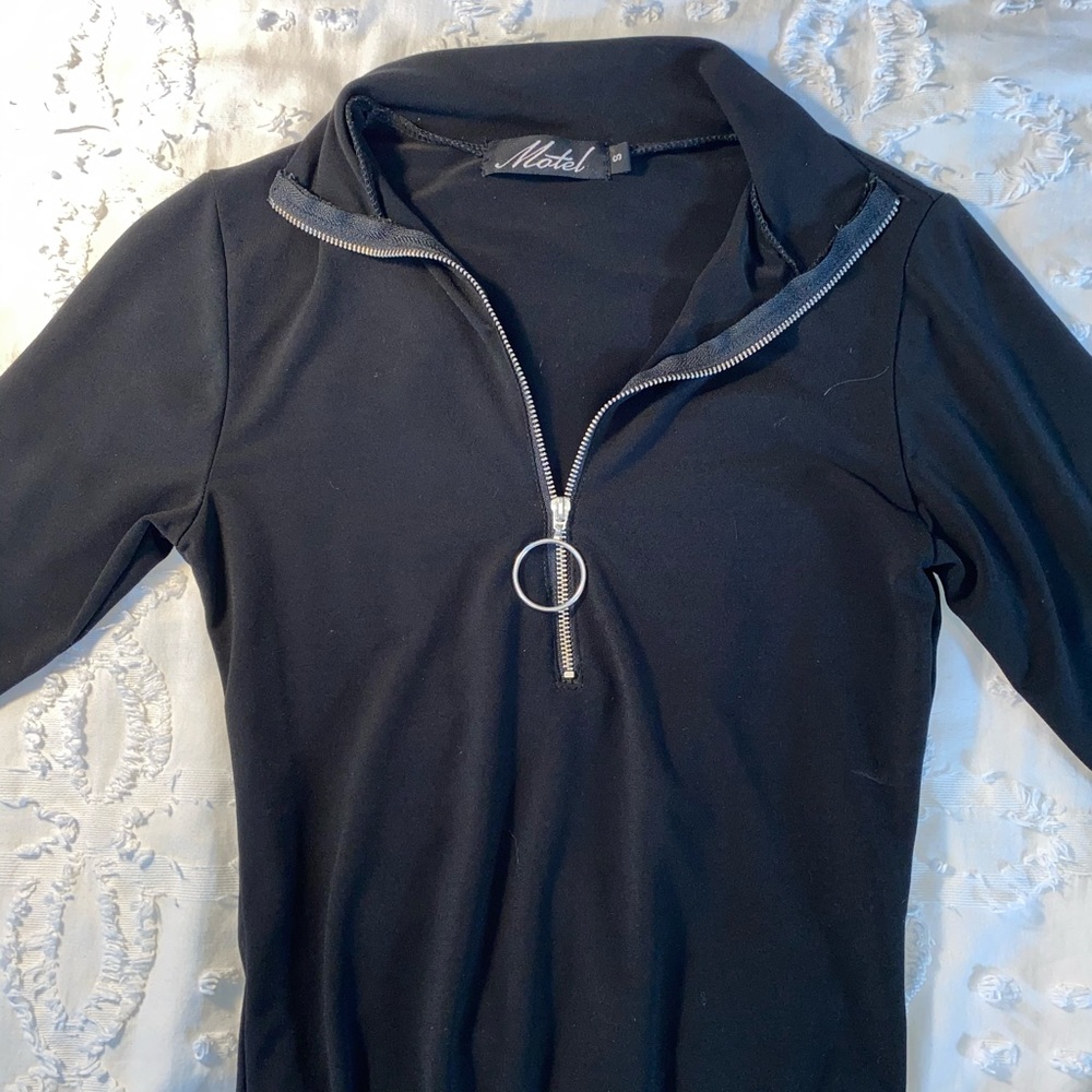 Black Half Zip Bodysuit